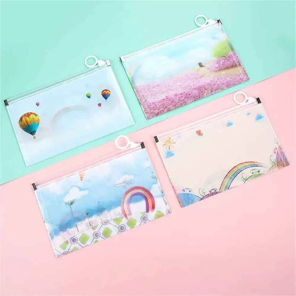 4Pcs Cartoon Mask Cover Bag Portable Facemask Holder Face Mask Storage Case Save Mask Zipper Bags Bills Files Bag Pencil Bags