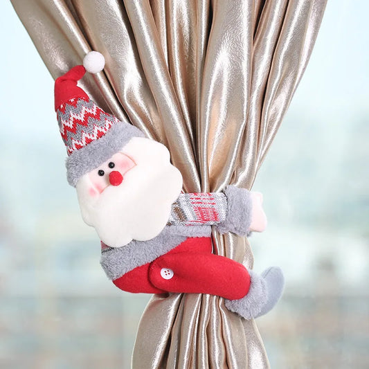 Santa Claus Elk Windows Christmas Curtain Decor 