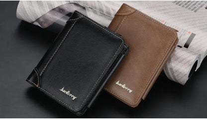 Men's PU Leather Zipper Wallet with Card Holder & Coin Pocket - Shello's Creative Boutique