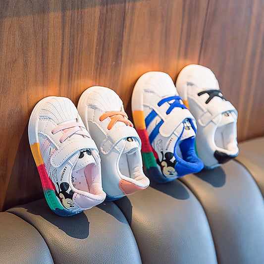 Disney autumn new baby shoes boys sneaker white shoes children girls rainbow bottom baby soft bottom casual shoes eprolo
