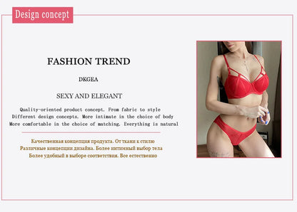 DKGEA Black Bandage Push-Up Bra & Brief Set – Sexy Deep V Floral Embroidered Lingerie for Women (B–D Cup, Sizes 70–95)