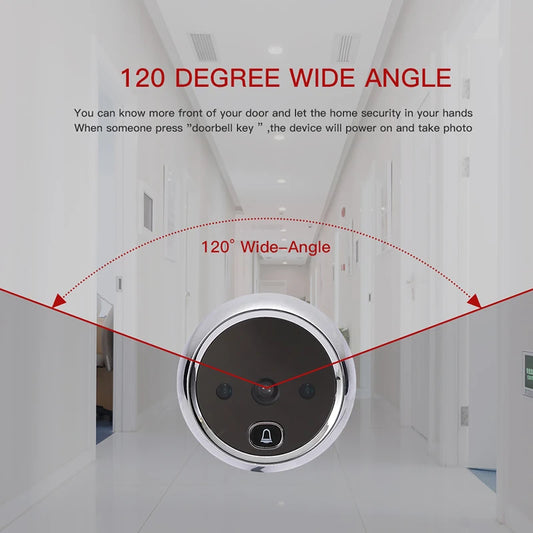 KAK 2.8 Inch LCD Smart Peephole Doorbell with IR Night Vision & Photo Recording