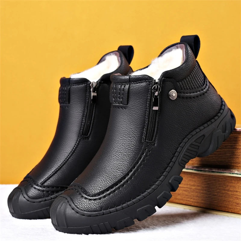 Men Winter Snow Boots Waterproof Leather Sneakers Super Warm Men's Boots Outdoor Male Hiking Boots Work Shoes chaussure homme