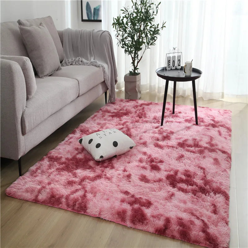 Grey Carpet Tie Dyeing Plush Soft Carpets For Living Room Bedroom Anti-slip Floor Mats Bedroom Water Absorption Carpet Rugs Shello Creative Boutique