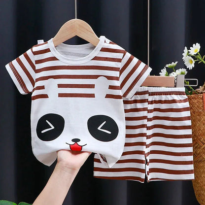 Mayzolla Unisex Baby Summer Set – Cotton Cartoon T-Shirt & Shorts 2-Piece Outfit for Toddlers - Shello's Creative Boutique