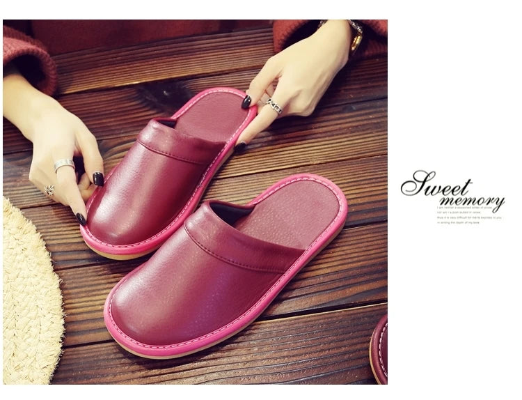 Men's Indoor Slippers - Closed Toe Faux Leather Slides (Large Sizes 47-48)