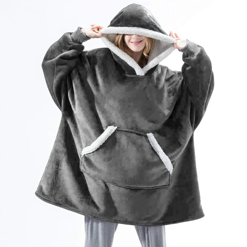 Winter Warm Fleece Wearable Hooded Blanket Fluffy TV Blanket Hoodie eprolo