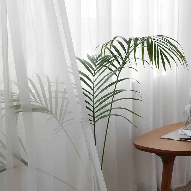 White Tulle Sheer Curtains - Modern Solid Voile Drapes for Living Room & Kitchen