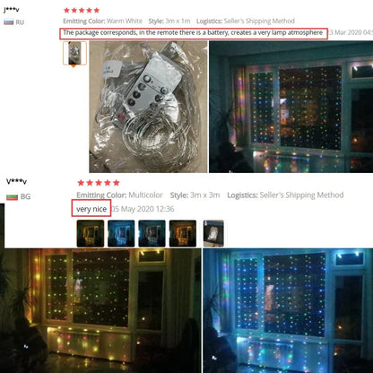3M LED Curtain Lamp USB String Lights Remote Fairy Light Garland Christmas Decoration - Shello's Creative Boutique