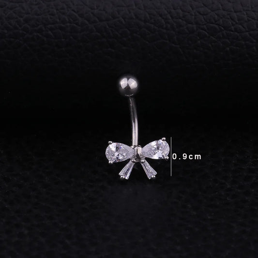 Bow Pendant Crystal Belly Button Ring