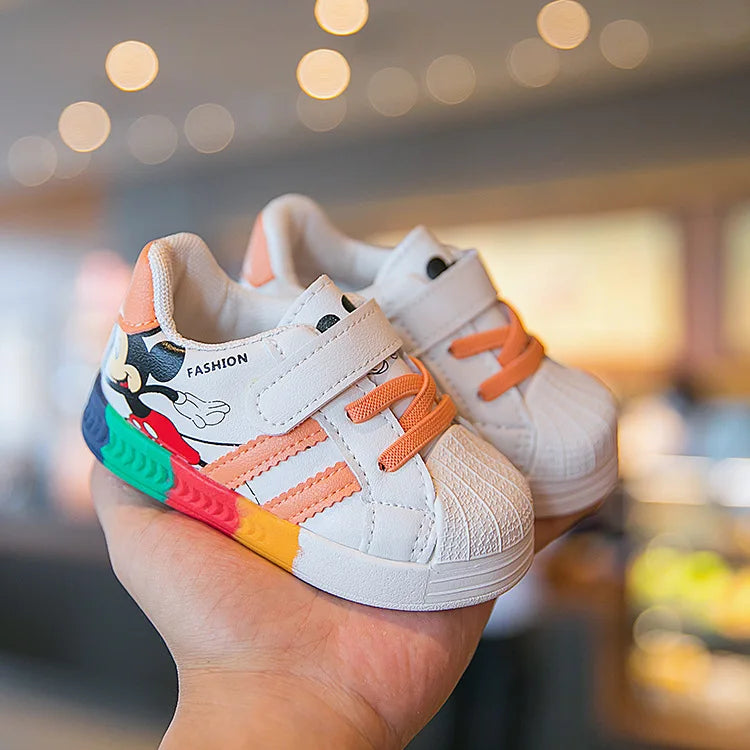Disney autumn new baby shoes boys sneaker white shoes children girls rainbow bottom baby soft bottom casual shoes eprolo