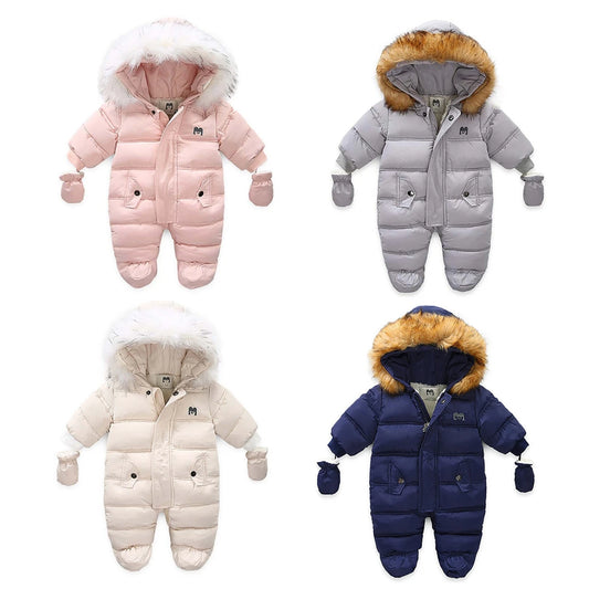 Winter Children Clothing Set Baby Boy Girl Clothes Warm Down Jacket Coat Jumpsuit Snowsuit Kids Parka Real Fur Overalls Overcoat eprolo
