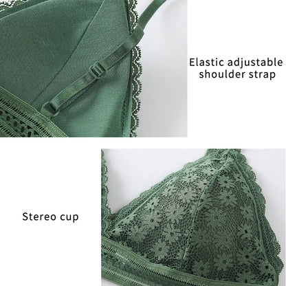 ZXYOUPING Lace Seamless Padded Bralette & Brief Set – Sexy Backless Ultrathin Wire-Free Lingerie for Women (Sizes 40–65kg)