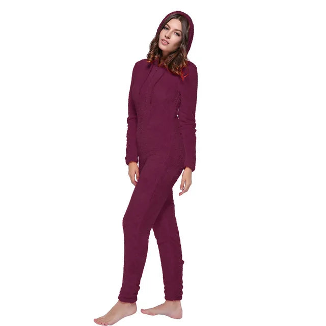 Winter Warm Pyjamas Women Onesies Fluffy Fleece Jumpsuits Sleepwear Overall Large Size Hood Sets Pajamas Onesie For Women eprolo