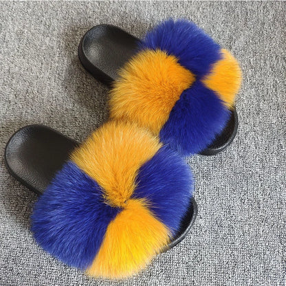 Women's Luxury Fluffy Fur Slippers - Indoor Warm Plush Flip Flops
