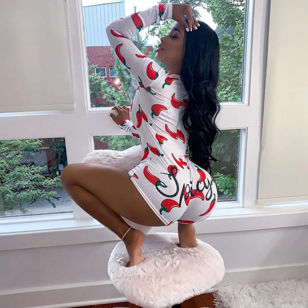 Sexy Women Bodysuit Long Sleeve Deep V Neck Bodycon Stretch Leotard Crop Top Button Short Romper Pajamas eprolo
