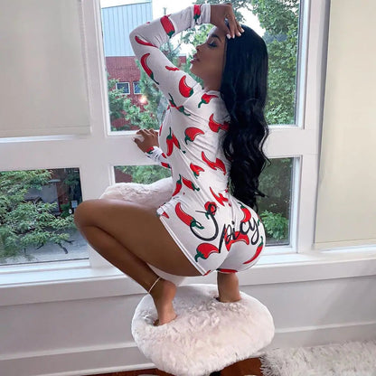 Sexy Women Bodysuit Long Sleeve Deep V Neck Bodycon Stretch Leotard Crop Top Button Short Romper Pajamas eprolo