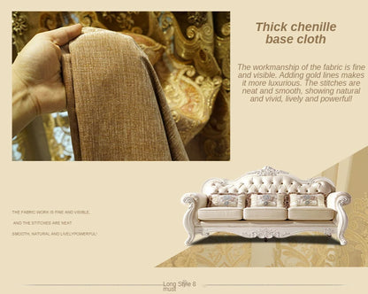 European Luxury Chenille Embroidered Curtains - Coffee Color Villa Valance for Living Room & Bedroom - Shello's Creative Boutique
