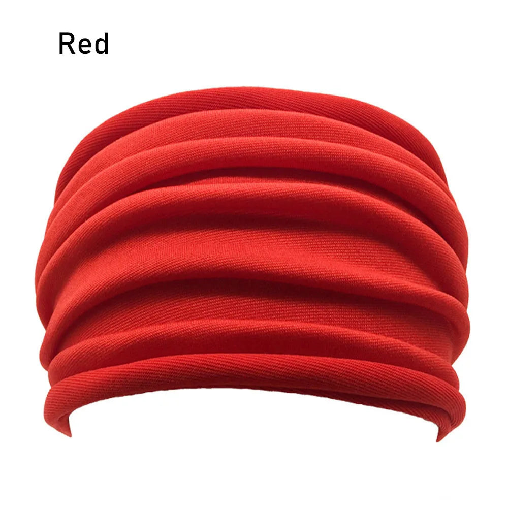 13 Colors Nonslip Elastic Folds Yoga Hairband Fashion Wide Sports Headband Running Accessories Summer Stretch Hair Band eprolo