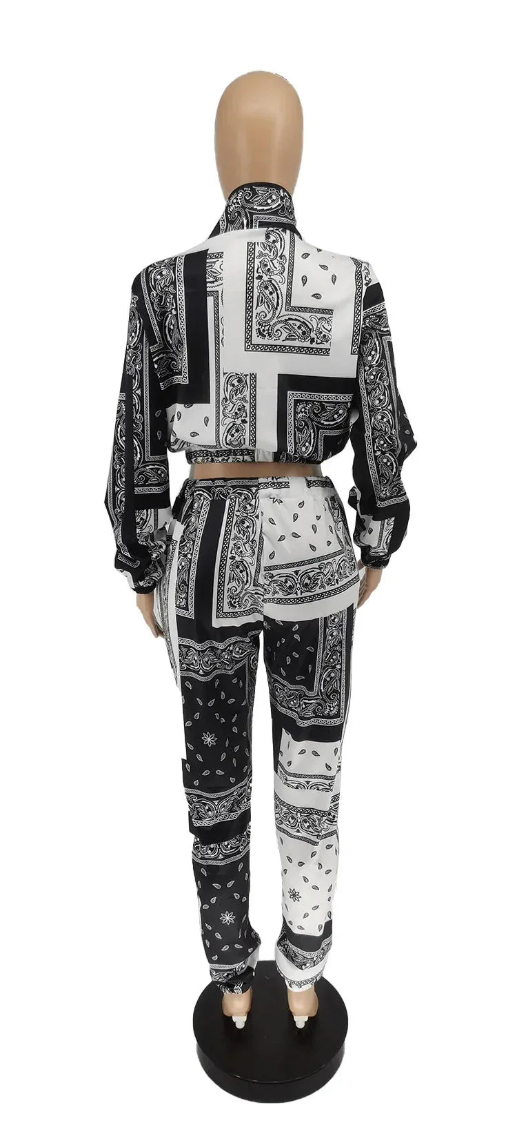 Women's Paisley Bandana Print Tracksuit - 2-Piece Zip-Up Sweatshirt & Jogger Set - Shello's Creative Boutique
