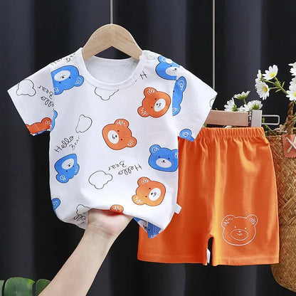 Mayzolla Unisex Baby Summer Set – Cotton Cartoon T-Shirt & Shorts 2-Piece Outfit for Toddlers - Shello's Creative Boutique
