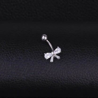 Bow Pendant Crystal Belly Button Ring