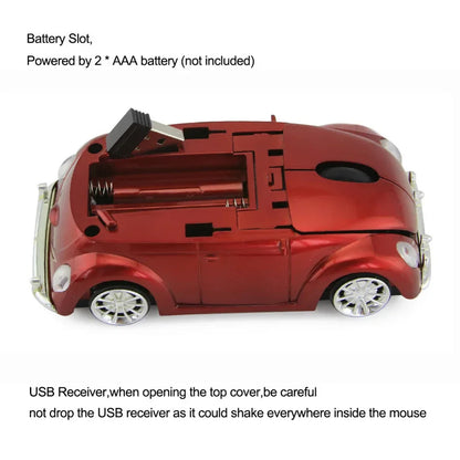 Funny Car Shape Ergonomic Wireless Mouse with Receiver PC Laptop Gaming Mini Car mouse 2.4GHz - Shello's Creative Boutique