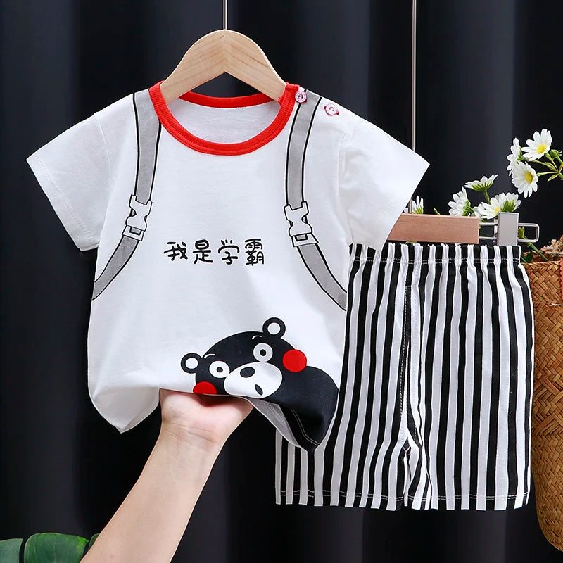 Mayzolla Unisex Baby Summer Set – Cotton Cartoon T-Shirt & Shorts 2-Piece Outfit for Toddlers Shello's Creative Boutique