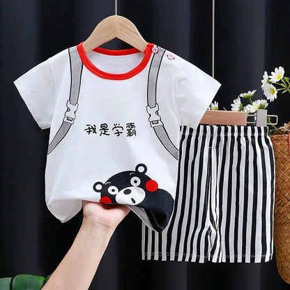 Mayzolla Unisex Baby Summer Set – Cotton Cartoon T-Shirt & Shorts 2-Piece Outfit for Toddlers - Shello's Creative Boutique
