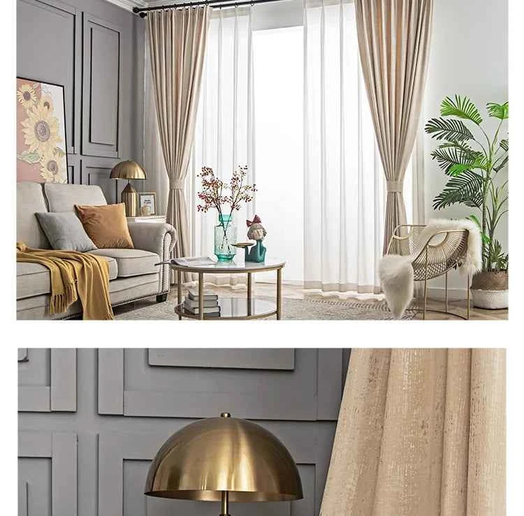 The New Simple Curtains for Living Dining Room Bedroom and Modern Beige Bronzing Flannel Thickened Shading Velvet Light Luxury