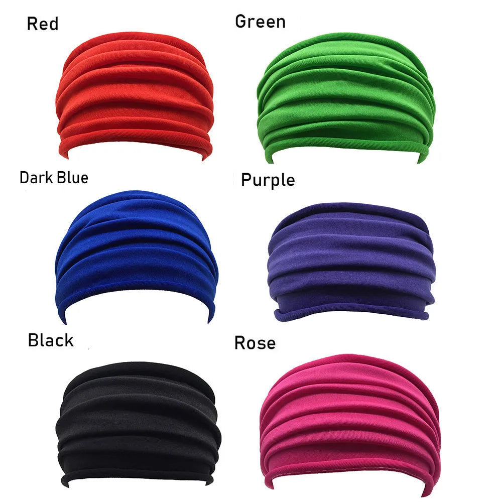 13 Colors Nonslip Elastic Folds Yoga Hairband Fashion Wide Sports Headband Running Accessories Summer Stretch Hair Band eprolo