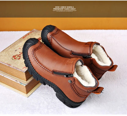 Men Winter Snow Boots Waterproof Leather Sneakers Super Warm Men's Boots Outdoor Male Hiking Boots Work Shoes chaussure homme