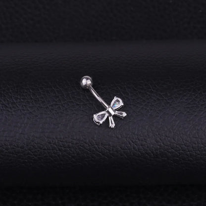 Bow Pendant Crystal Belly Button Ring
