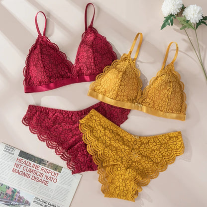 MIMICOO Floral Lace Bra & Brief Set – Seamless Romance