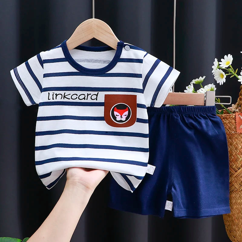 Mayzolla Unisex Baby Summer Set – Cotton Cartoon T-Shirt & Shorts 2-Piece Outfit for Toddlers Shello's Creative Boutique