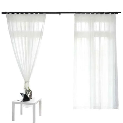 White Tulle Sheer Curtains - Modern Solid Voile Drapes for Living Room & Kitchen - Shello's Creative Boutique