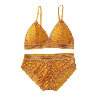 Women's Lace Bra Sets Seamless Underwear Backless Vest Sexy Padded Bralette Lingerie Ultrathin Bra & Brief Sets Female Intimates