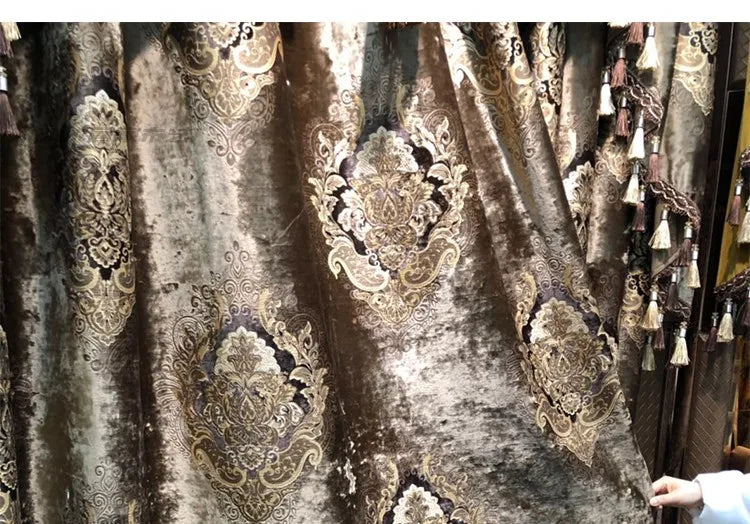 European Palace Luxury Curtains - Velvet Drapes for High Windows