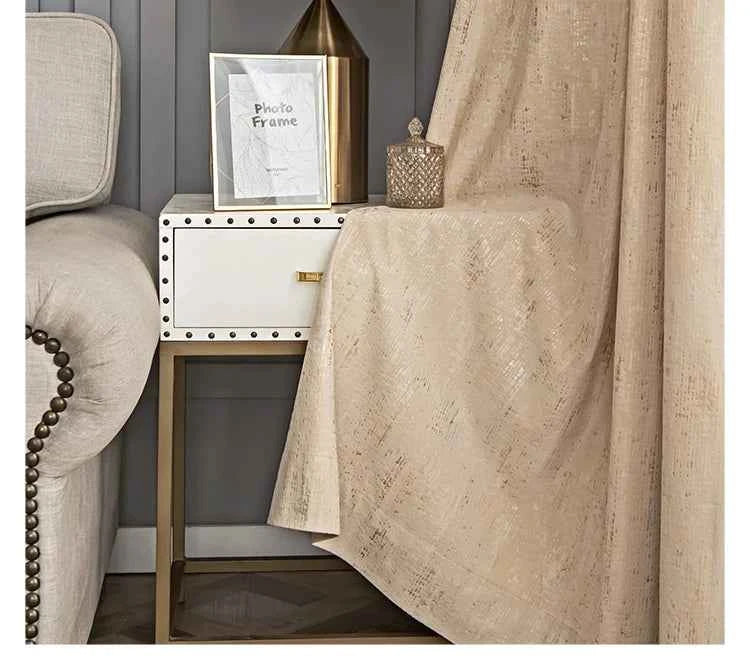 The New Simple Curtains for Living Dining Room Bedroom and Modern Beige Bronzing Flannel Thickened Shading Velvet Light Luxury
