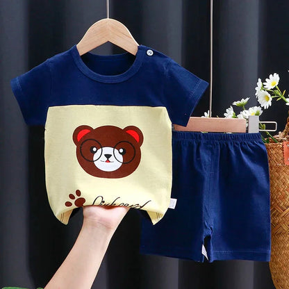 Mayzolla Unisex Baby Summer Set – Cotton Cartoon T-Shirt & Shorts 2-Piece Outfit for Toddlers - Shello's Creative Boutique