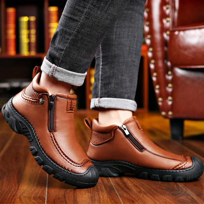 Men Winter Snow Boots Waterproof Leather Sneakers Super Warm Men's Boots Outdoor Male Hiking Boots Work Shoes chaussure homme