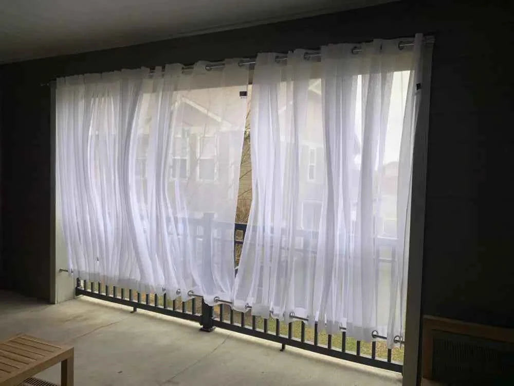 Outdoor Sheer Curtains, Waterproof Wind-Break Canopy Drapes Blinds for Privacy, Porch, Gazebo, Deck and Pergola