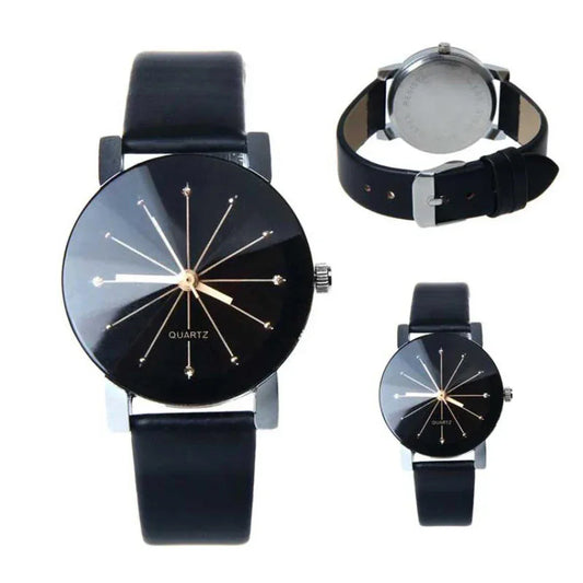 Watches Women Men Lovers Watch Leather Quartz Wristwatch Female Male Clocks Relogio Feminino - Shello's Creative Boutique