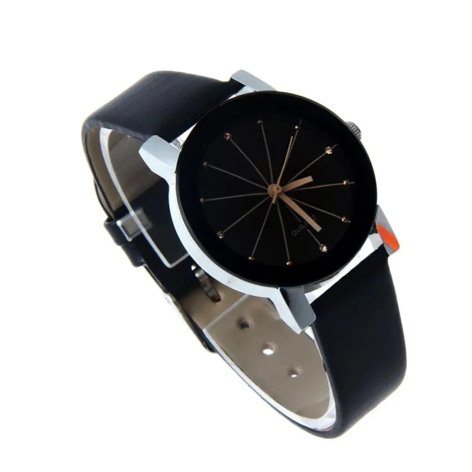 Watches Women Men Lovers Watch Leather Quartz Wristwatch Female Male Clocks Relogio Feminino - Shello's Creative Boutique