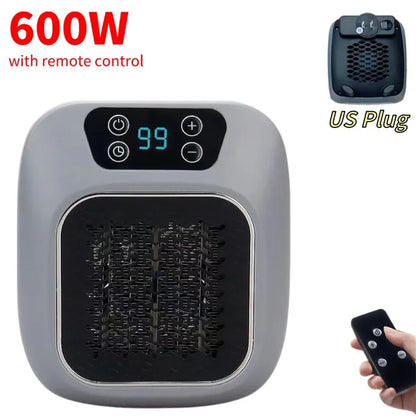 Household Mini Electric Heaters Wall-Mounted 600W Bathroom Heater Office Desktop Air Heater With Remote Control Plug-in Warmer eprolo