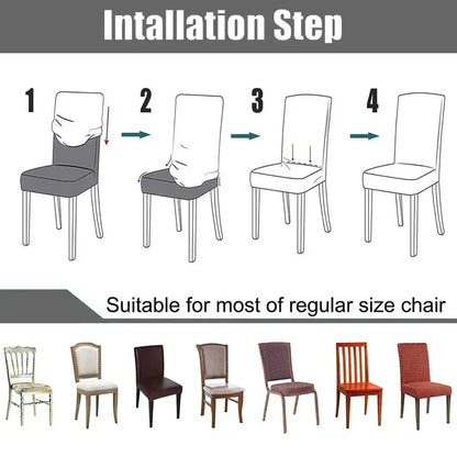 Jacquard Chair Cover for Dining Room Stretch Jacquard Dining Chair Cover Slipcover Elastic Spandex Kitchen Chair Cover - Shello's Creative Boutique