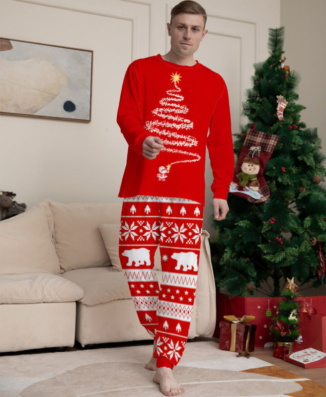 Home clothes printed pajamas Christmas parent-child round neck long sleeve suit Shello's Creative Boutique