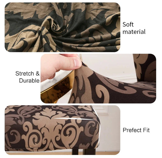 LANMOLIFE 1/4/6PC Dining Room Chair Cover Stretch Print Parsons Chair Covers Spandex Removable Washable Kitchen Chair Covers eprolo