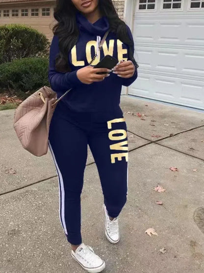 LW Plus Size Tracksuit Set – Letter Print Sweatshirt & Striped Joggers | Autumn/Winter 2023 Edition - Shello's Creative Boutique