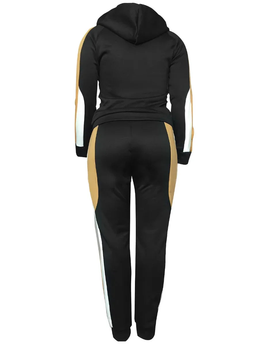 LW Plus Size Two pieces set Hooded Collar Striped Tracksuit Set Women's Tracksuit Hoodies 2pcs Set Autumn winter warm Sportswear - Shello's Creative Boutique